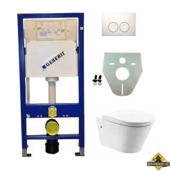 Geberit UP 100 Flow Rim Wc + Zitting + Delta 21 Wit