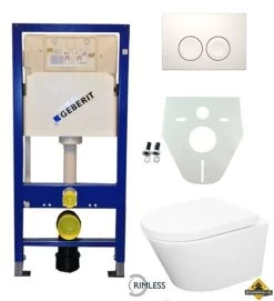 Geberit UP 100 Vesta Rimless Wc + Zitting + Delta 21 Wit
