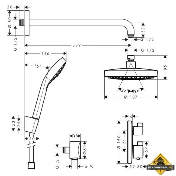 Hansgrohe Croma Select S Inbouw Douchethermostaat - Afbeelding 2