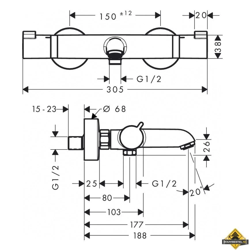 Hansgrohe Ecostat Comfort Badthermostaat - Afbeelding 2