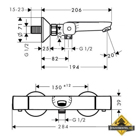 Hansgrohe Ecostat Universal Badthermostaat - Afbeelding 2