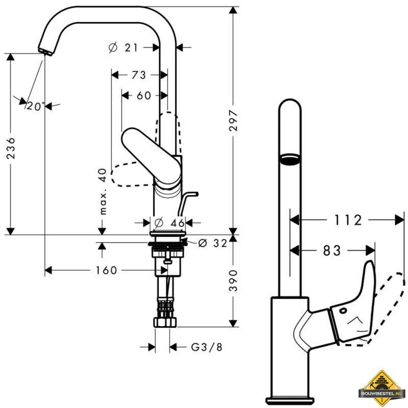 Hansgrohe Focus 240 Wastafelmengkraan - Afbeelding 3