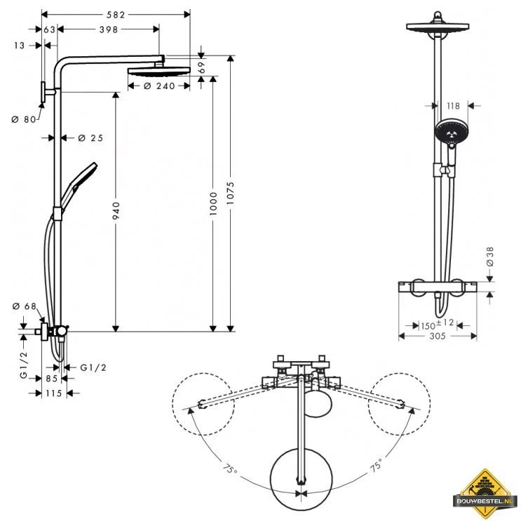 Hansgrohe Raindance Select S240 2jet Showerpipe - Afbeelding 2