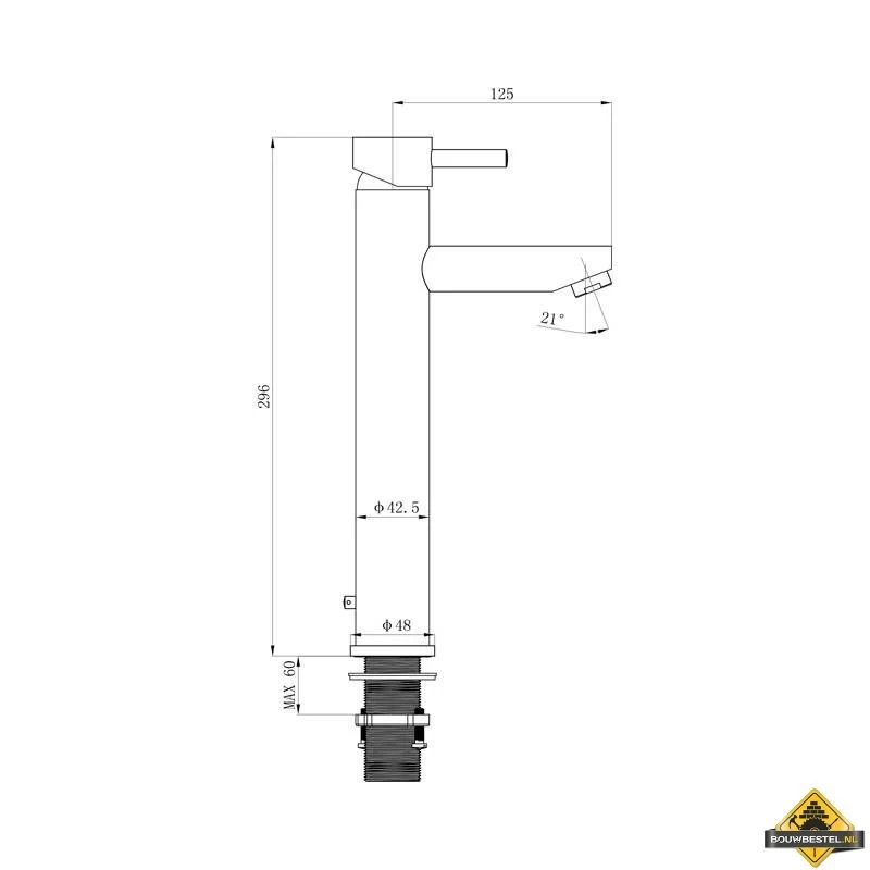 Hoge Wastafelmengkraan Rond Chroom - Afbeelding 2