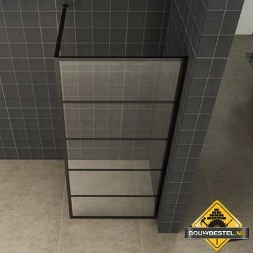 Wiesbaden Horizon Inloopdouche Mat Zwart Raster 90 Cm 8 Mm Nano - Afbeelding 2