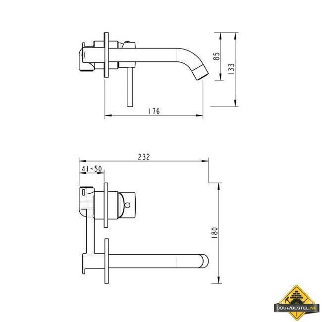Inbouw Wastafelmengkraan Rond Mat Zwart - Afbeelding 2