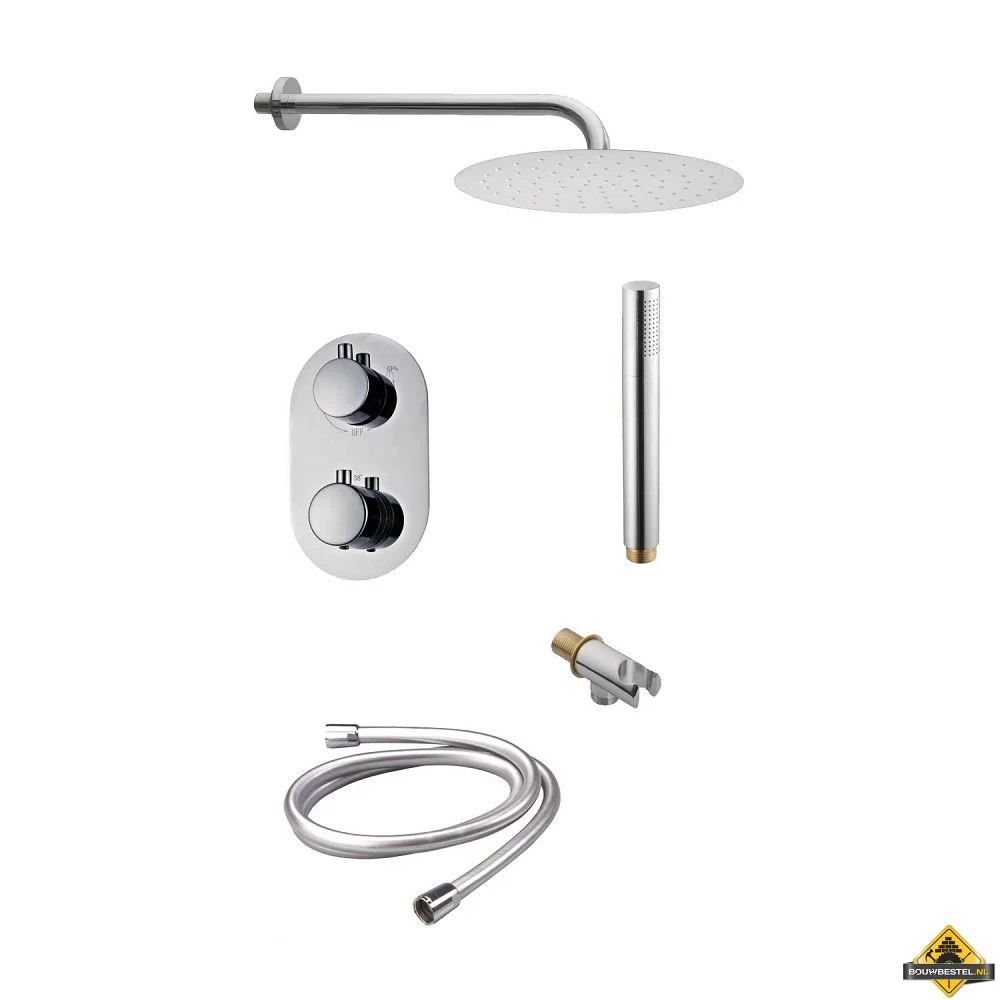 Inbouw Douchecombi Rond Met Muursteun En Douchekop 20 Cm
