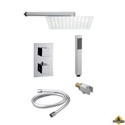 Inbouw Douchecombi Vierkant Met Muursteun En Douchekop 20 Cm