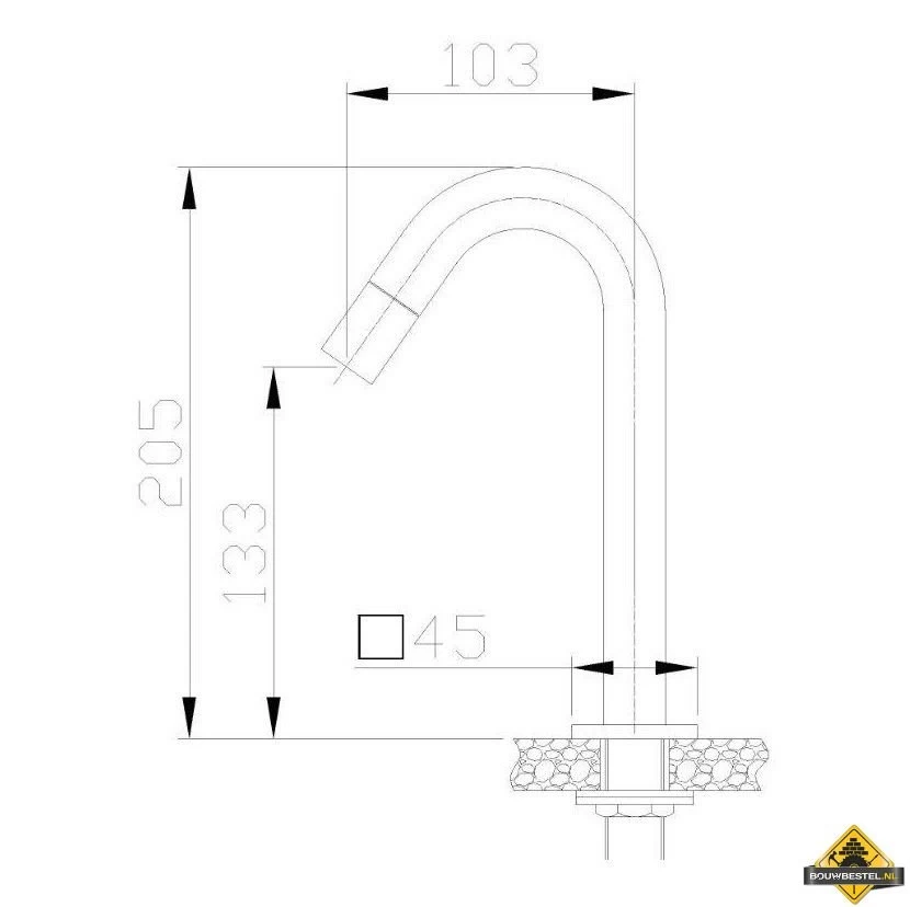 Kappa Gebogen Toiletkraan Chroom - Afbeelding 2