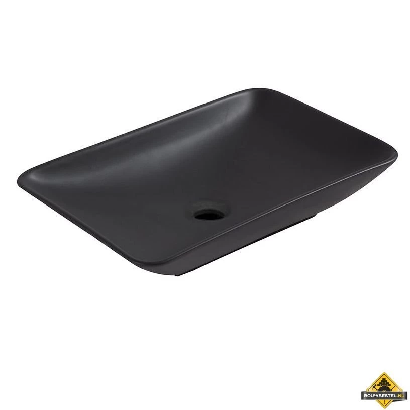 Wiesbaden Karé Opzetwastafel 580x360x115mm Mat-zwart