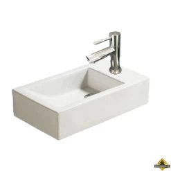 Keramische Fontein Qubic Rechts Met Kraan En Afvoer