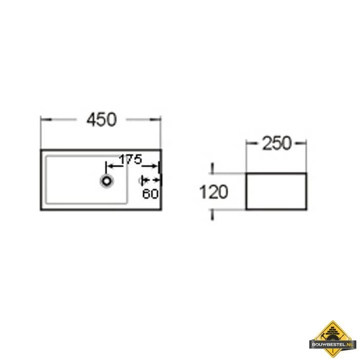 Keramische Fontein Qubic Links Met Kraan En Afvoer - Afbeelding 2