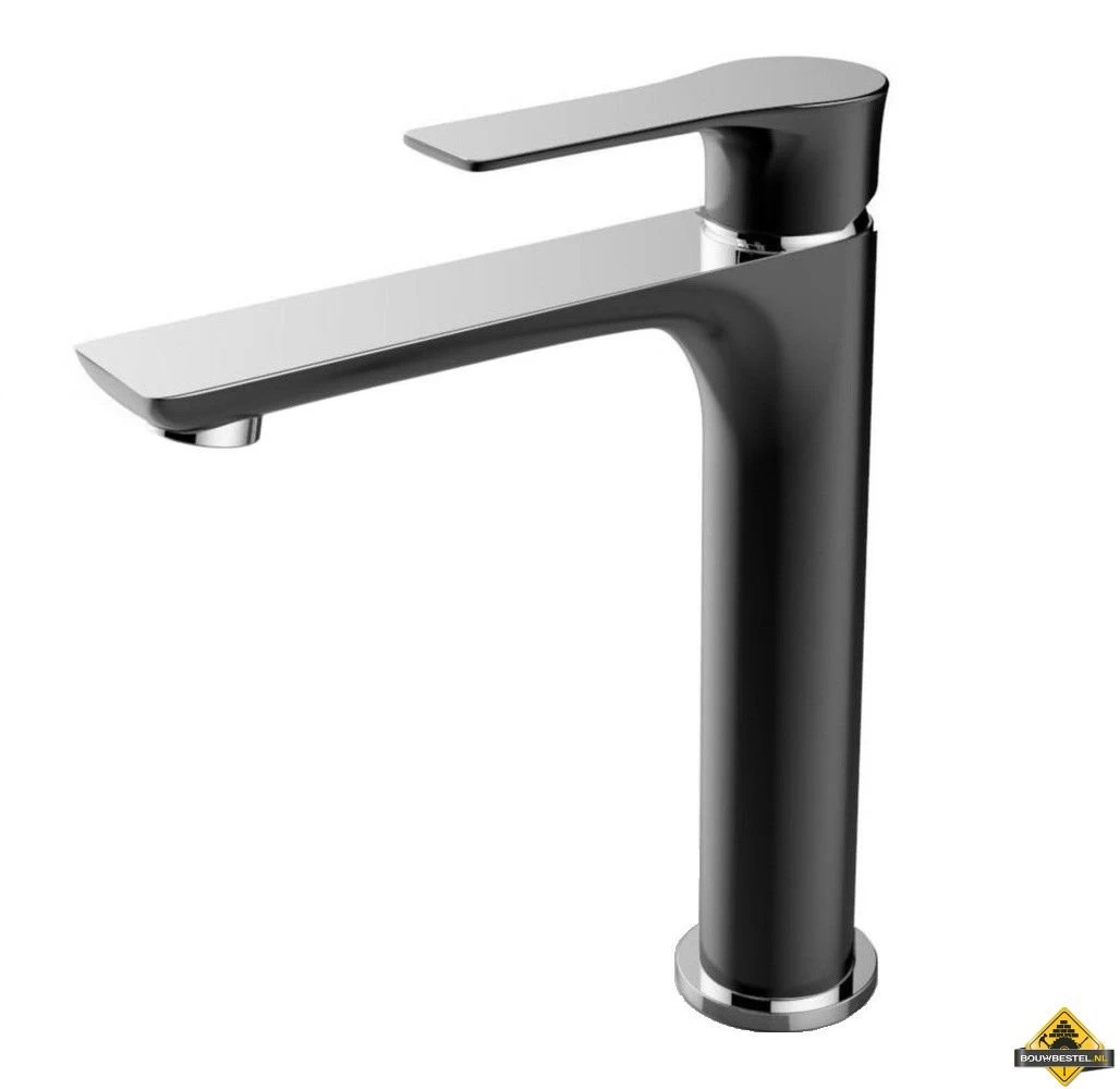 Wiesbaden Casma Eenhendel-wastafelmengkraan Hoog Zwart/chroom