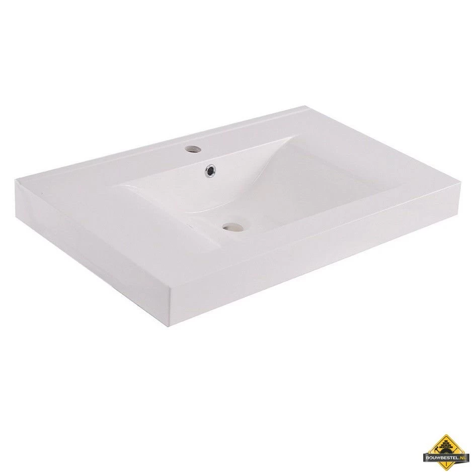 Wiesbaden Tigris Losse Kunstmarmer Wastafel 80x46 Wit