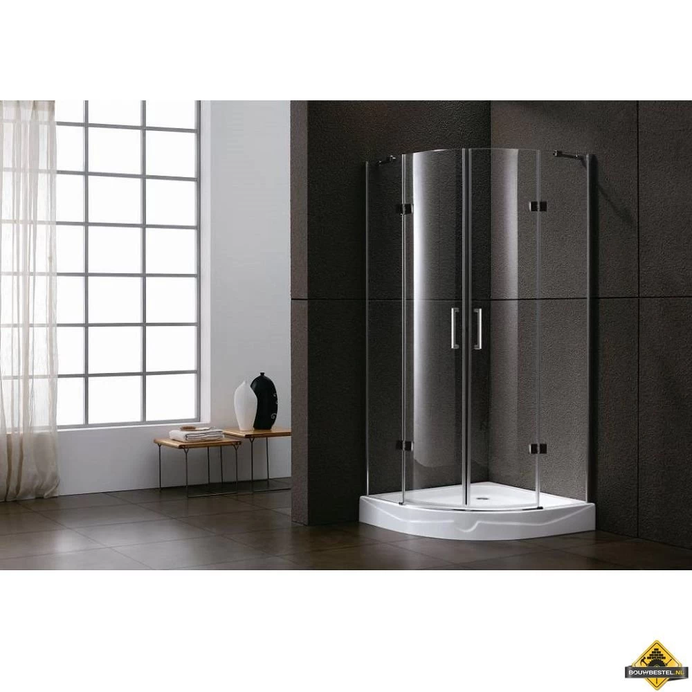 Kwartronde Douchecabine Met 2 Deuren 100 Cm