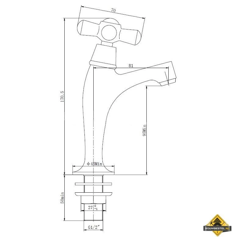 Wiesbaden Lento Toiletkraan Chroom - Afbeelding 3