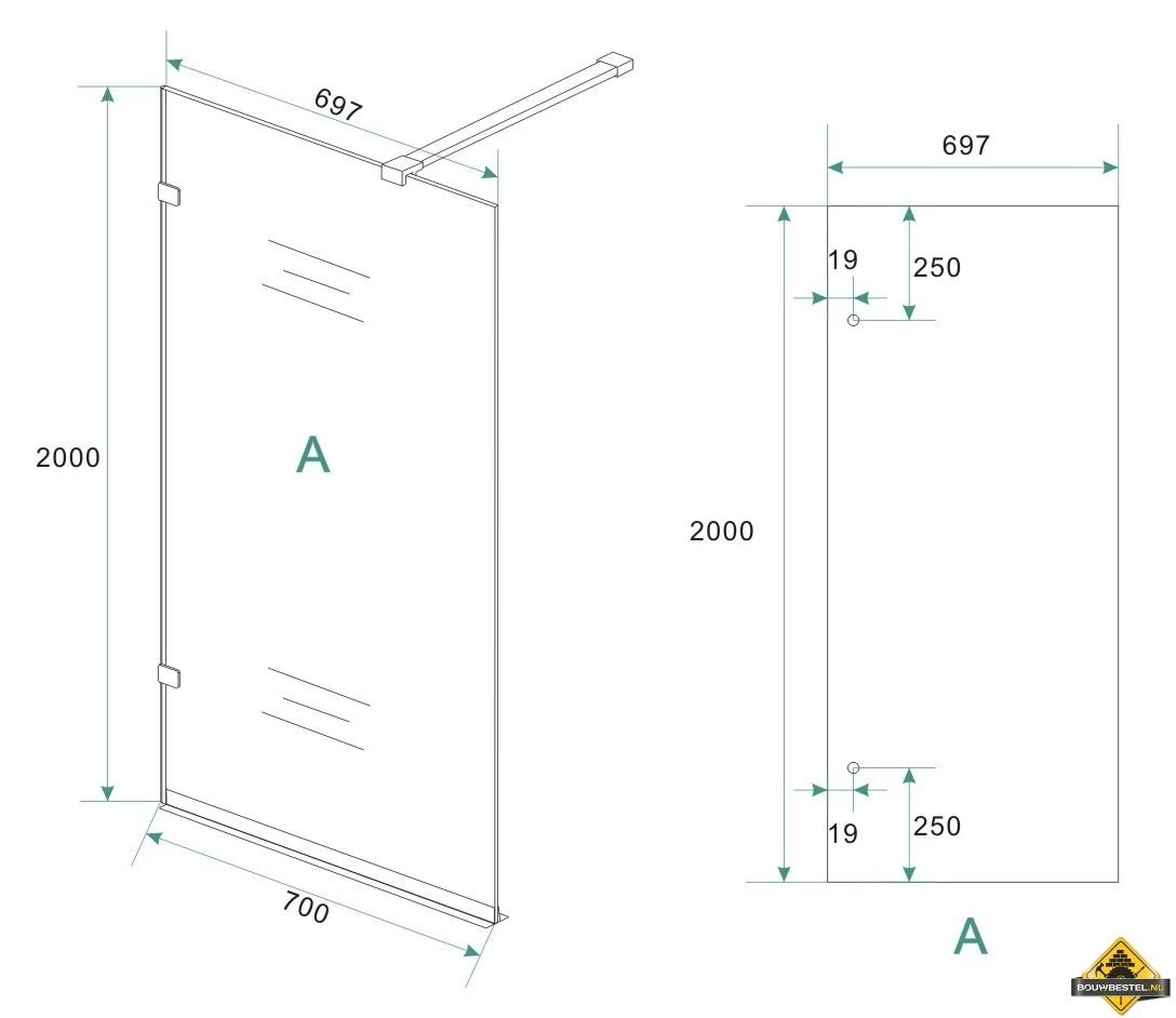 Wiesbaden Less Profielloze Inloopdouche 70x200 Cm - Afbeelding 3