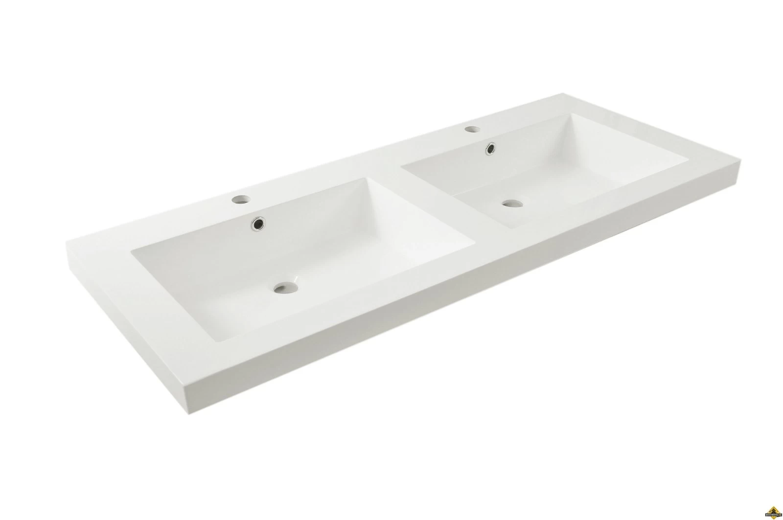 Wiesbaden Cubic Kunstmaremeren Dubbele Wastafel 120 X 46 Cm Wit