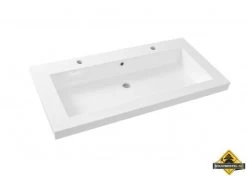 Wiesbaden Cubic Wastafel 100x46 Cm Met 2 Kraangaten Wit