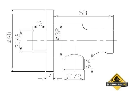 Wiesbaden Caral Handdouchehouder Met Doucheslangaansluiting En Opsteek Chroom - Afbeelding 2