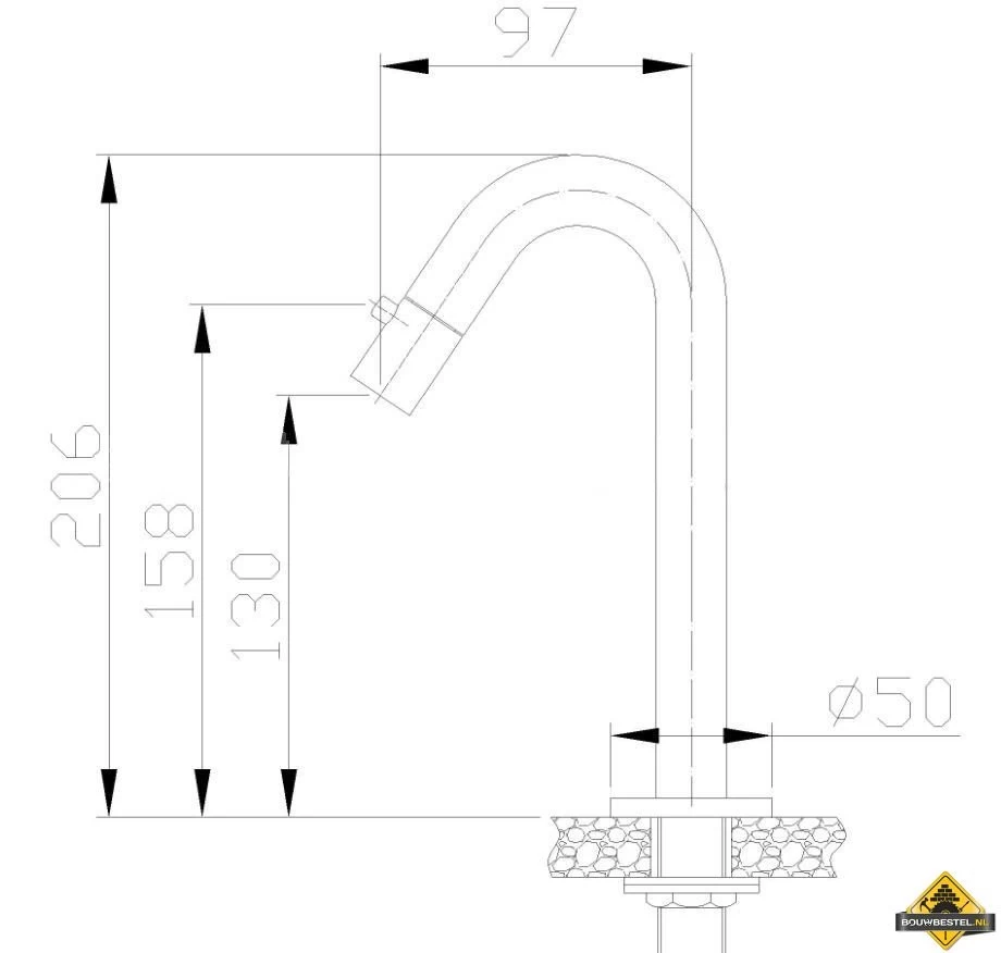 Wiesbaden Metro Toiletkraan Chroom - Afbeelding 2