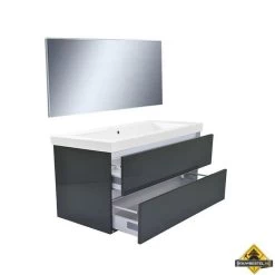 Wiesbaden Vision Meubelset (incl. Spiegel) 100 Cm Hoogglans Grijs