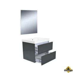 Wiesbaden Vision Meubelset (incl. Spiegel) 60 Cm Hoogglans Grijs