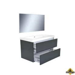 Wiesbaden Vision Meubelset (incl. Spiegel) 80 Cm Hoogglans Grijs