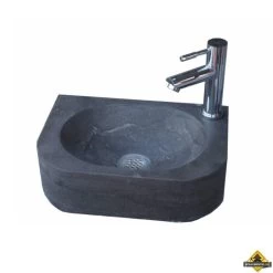 Natuursteen Fontein Flow Rechts Met Kraan, Rooster En Sifon