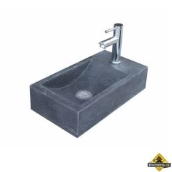 Natuursteen Fontein Recto 40 X 22 Cm Rechts Met Kraan, Rooster En Sifon
