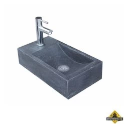 Natuursteen Fontein Recto 40 X 22 Cm Links Met Kraan, Rooster En Sifon