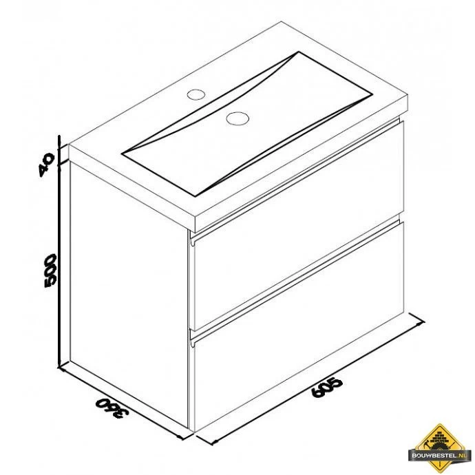 Wiesbaden Onderkast 60cmx36cm Zonder Wastafel Glanzend Grijs - Afbeelding 2