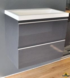 Wiesbaden Onderkast 60cmx36cm Zonder Wastafel Glanzend Grijs