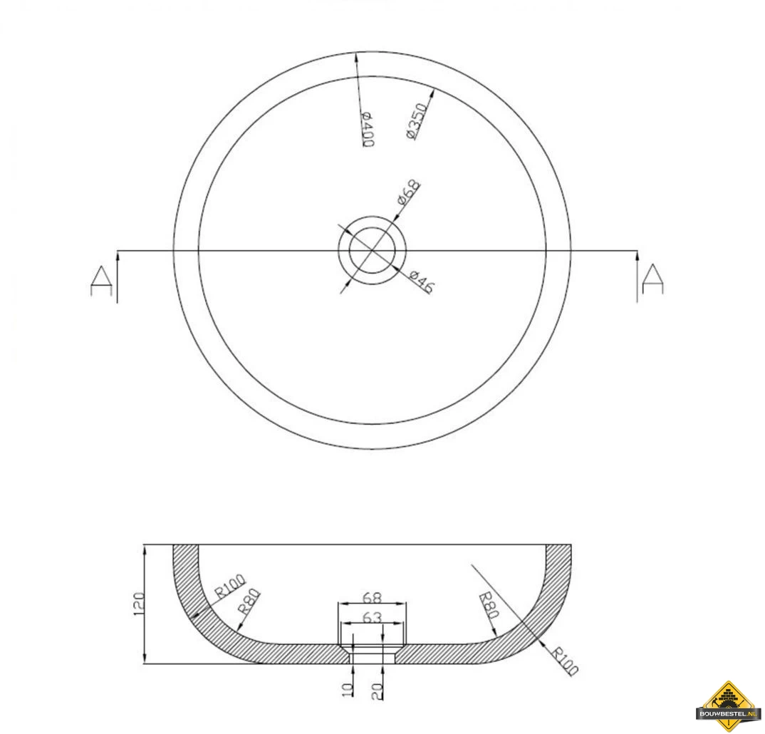 Wiesbaden B-stone Opzetwastafel 40 Cm - Afbeelding 2