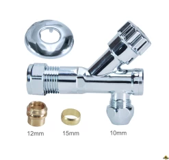 Chroom Hoekstopkraan Met Filter 12/15mm X 10 Knel