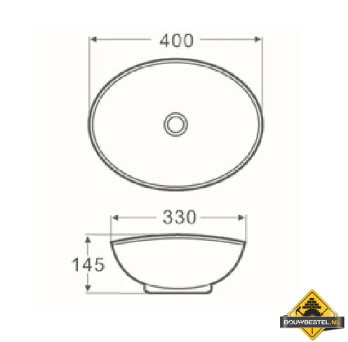 Wiesbaden Barco Opzetwastafel 40 X 33 Cm Wit - Afbeelding 3