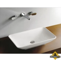 Wiesbaden Kare Opzetwastafel 58 X 36 Cm Wit