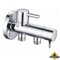 Riko Minimal Dubbele Hoekstopkraan 1/2 Inch X 3/8 Inch X 3/8 Inch Chroom
