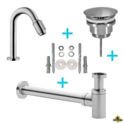 Wiesbaden Set Victoria Toiletkraan + Afvoer/bev. Geborsteld Staal