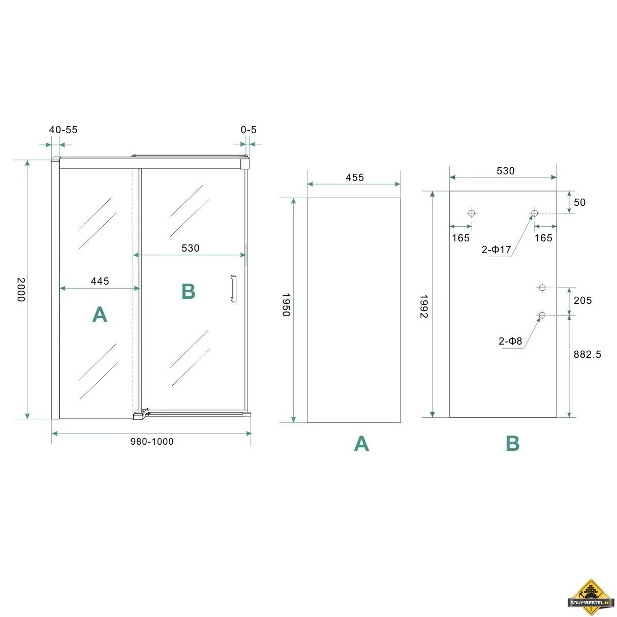 Wiesbaden Softclose 2.0 Douchedeur 1200x2000 Chr.8mm NANO - Afbeelding 5