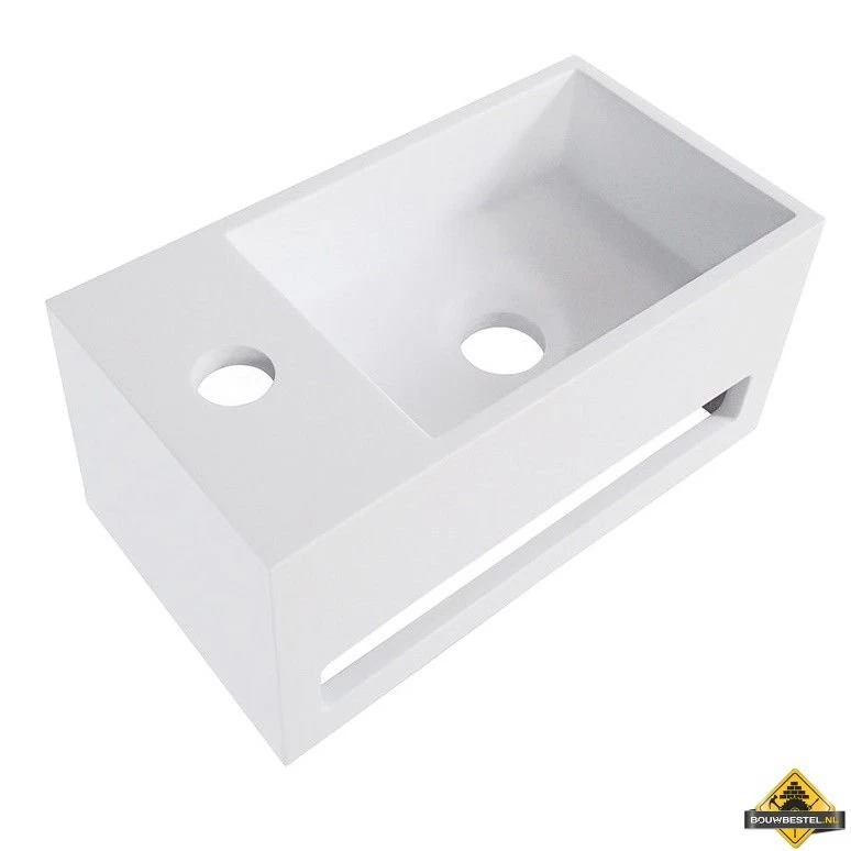 Wiesbaden Solid Surface Fontein & Handdoekhouder Links 356x203x159