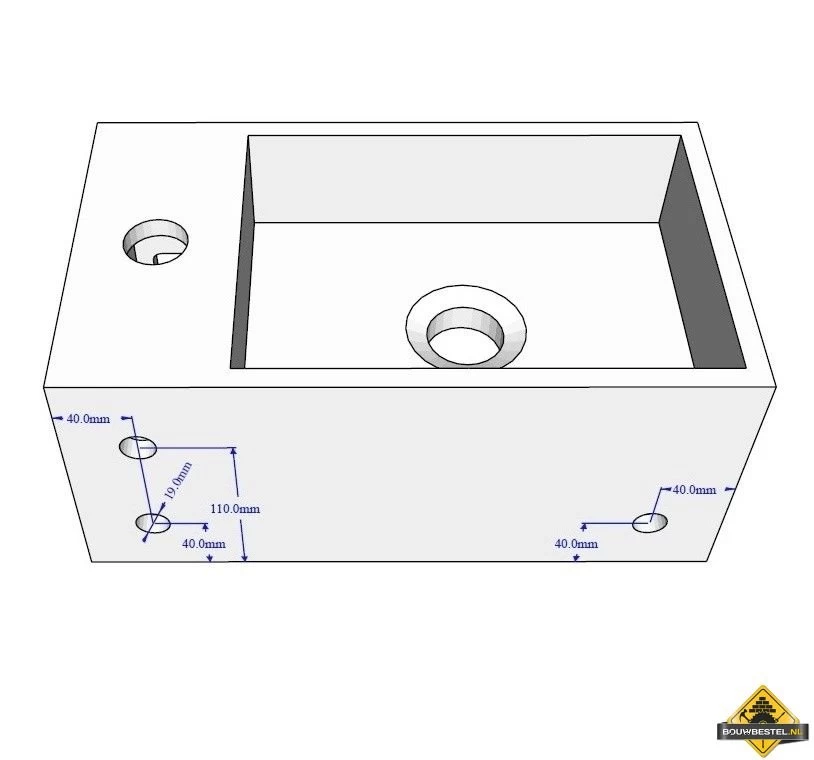 Wiesbaden Solid Surface Fontein & Handdoekhouder Rechts 356x203x159 - Afbeelding 4