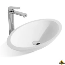Wiesbaden Solid Surface Opzetwastafel Ovaal 590x350x110