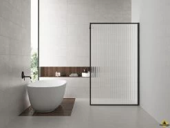 Square Inloopdouche 1000x2000 8mm Nano Geribbeld Helder Glas/mat Zwart