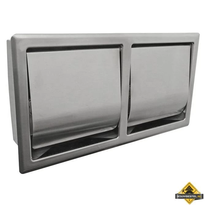 Wiesbaden Sunk Dubbele Inbouw Toiletrolhouder Met Klep RVS - Afbeelding 2