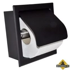 Wiesbaden Sunk Inbouw Toiletrolhouder Met Klep Mat-zwart