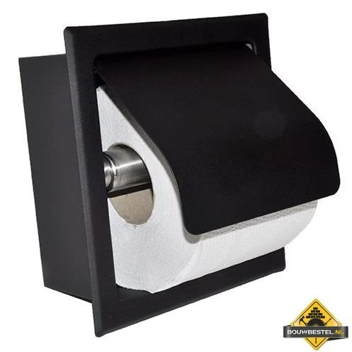 Wiesbaden Sunk Inbouw Toiletrolhouder Met Klep Mat-zwart