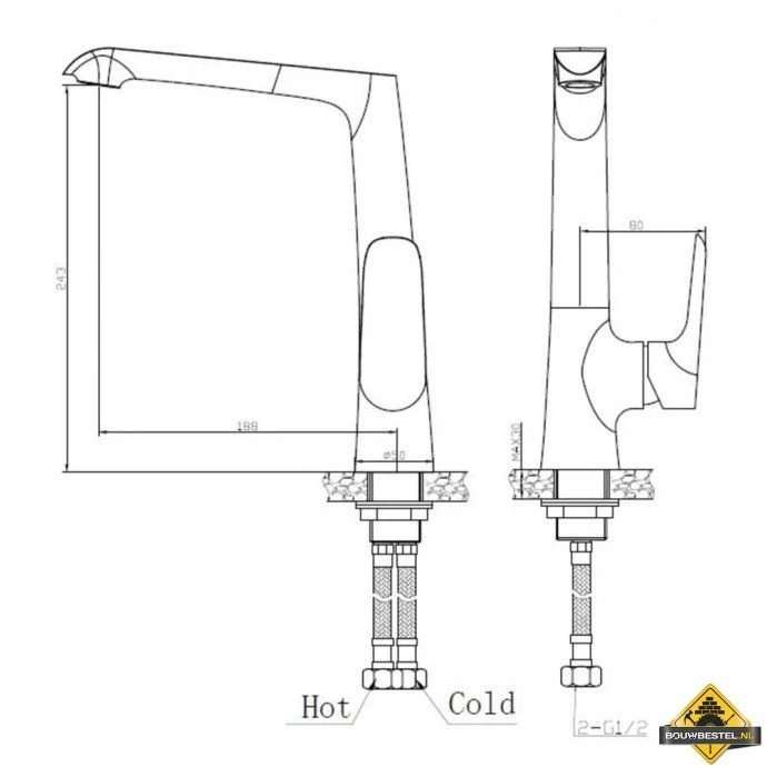 Wiesbaden Tarma Keukenkraan Chroom - Afbeelding 2