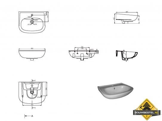 Trevi Wastafel 56 X 45 Cm Wit - Afbeelding 2