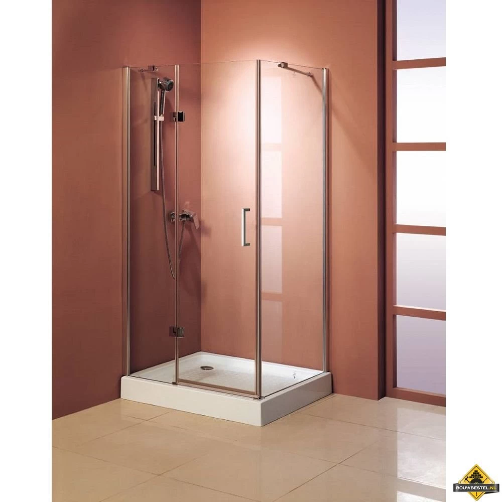 Vierkante Douchecabine Met Scharnierdeur 90 Cm